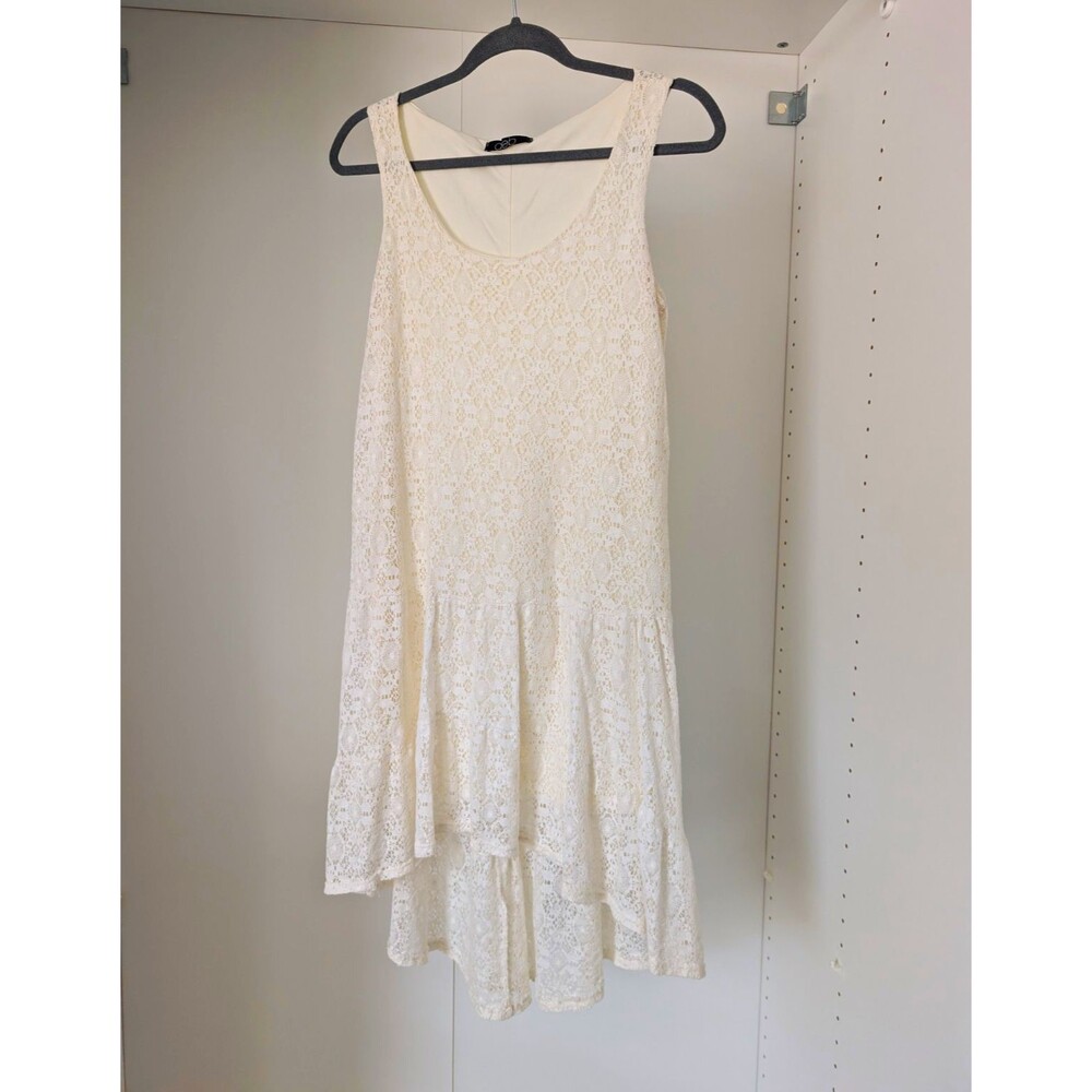 deb Ivory Floral Lace Fit & Flare Dress Scoop Neck Sleeveless Knee, S